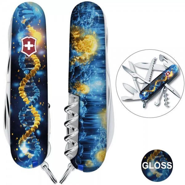 Складаний ніж 91мм Victorinox Huntsman Zodiac15 функцій синій ДНК Українця (1.3713.3_T3270pw)