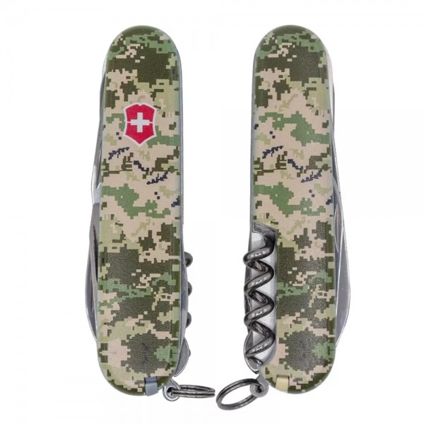 Складаний ніж Victorinox Huntsman Army Піксель з червоним логотипом (1.3713.3.W3941p)