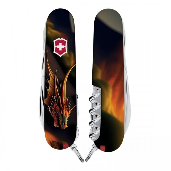 Складаний ніж Victorinox Huntsman Zodiac 91 мм 15 функцій Фантастичний дракон (1.3713.3_Z3210p)
