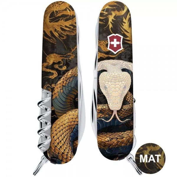 Складаний ніж 91мм Victorinox Huntsman Zodiac 15 функцій Дерев'яна змія (1.3713.3_Z4280pk)