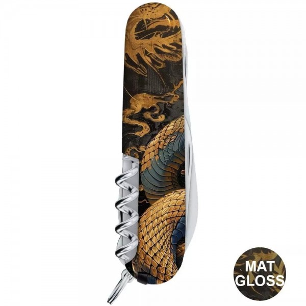 Складаний ніж 91мм Victorinox Huntsman Zodiac 15 функцій Дерев'яна змія (1.3713.3_Z4280pk)