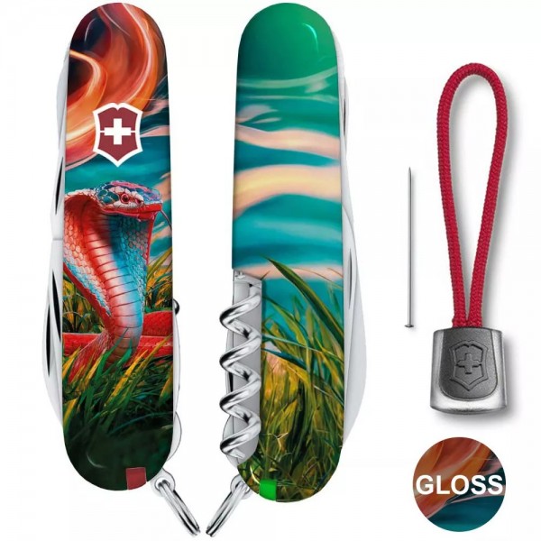 Складаний ніж 91мм Victorinox Huntsman Zodiac15 функцій чорний Барвиста кобра (1.3713.3_Z4290pk)