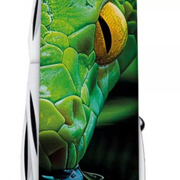 Складаний ніж 91мм Victorinox Huntsman Zodiac15 функцій чорний Зелена дерев'яна змія (1.3713.3_Z4310pk)