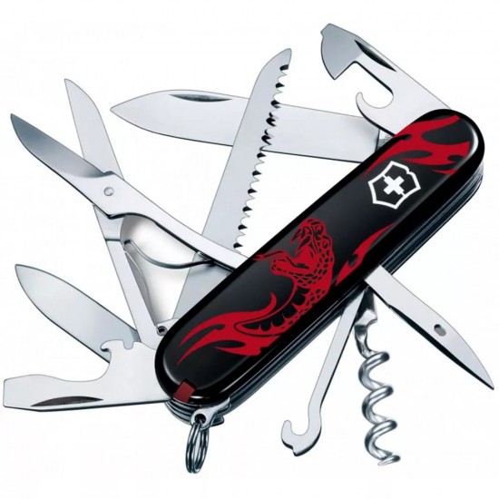Складаний ніж 91мм Victorinox Huntsman Zodiac15 функцій чорний Вражаюча змія (1.3713.3_Z4351u)