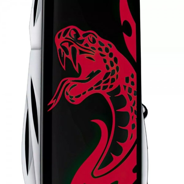 Складаний ніж 91мм Victorinox Huntsman Zodiac15 функцій чорний Вражаюча змія (1.3713.3_Z4351u)