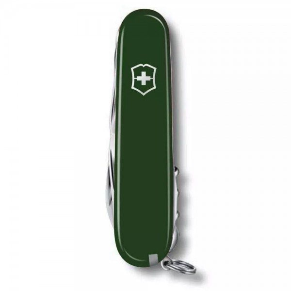 Складаний ніж 91 мм Victorinox Huntsman 15 функцій, 3 шари, зелені накладки (1.3713.4)