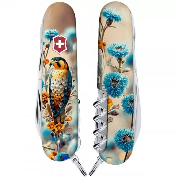 Складаний ніж Victorinox Huntsman Ukraine 91 мм 16 функцій Благородний Сокіл (1.3713.7_T3260pw)