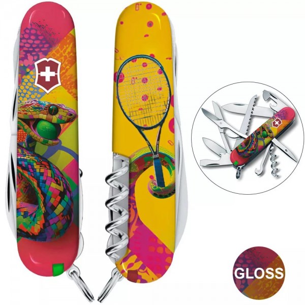 Складаний ніж 91мм Victorinox" Huntsman Zodiac 15 функцій, Змія-тенісист (1.3713_Z4300pk)