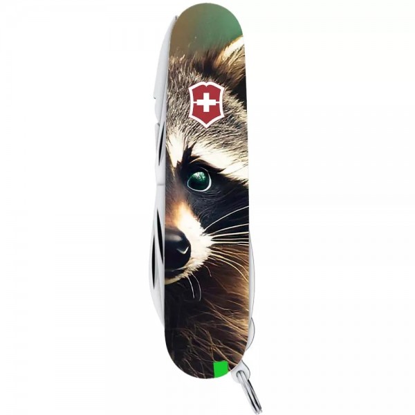 Складаний ніж Victorinox Deluxe Tinker Animal 91 мм 18 функцій Єнот (1.4723.3_F1120pw)