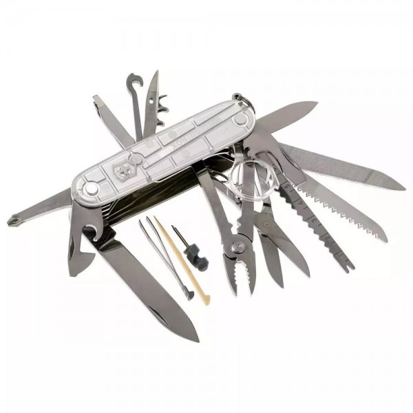 Складаний ніж 91 мм Victorinox Swisschamp 31функції, 8 шарів, сріблястий напівпрозорий (1.6794.T7)