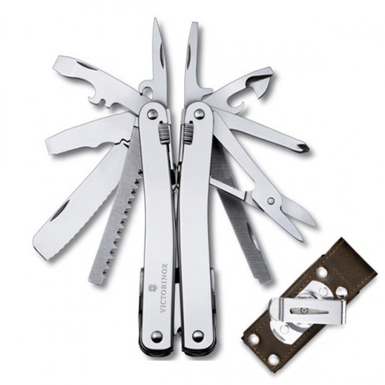 Мультитул Victorinox Swisstool Spirit 3.0227.L1 у шкіряному чохлі з поворотною кліпсою