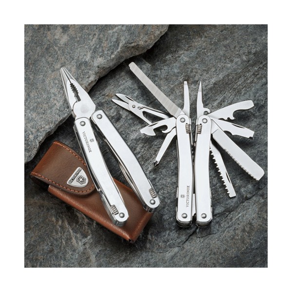 Мультитул Victorinox Swisstool Spirit 3.0227.L1 у шкіряному чохлі з поворотною кліпсою