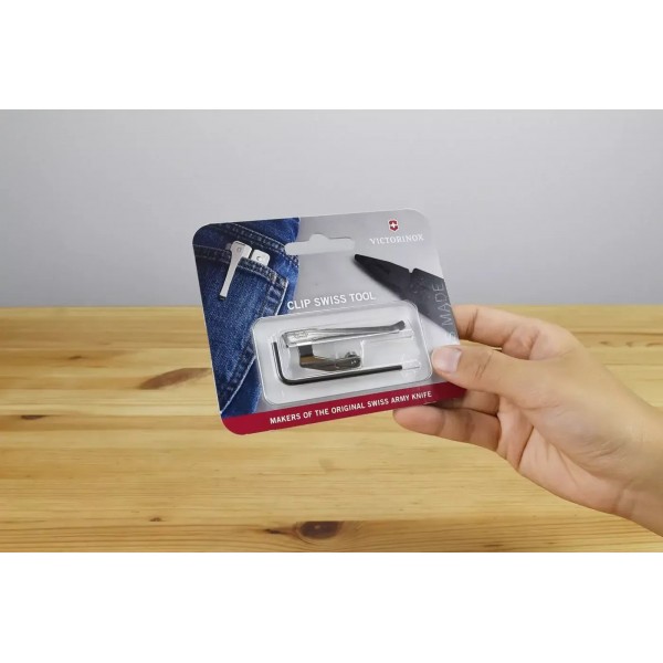 Кліпса (затискач) для мультитулів SwissTool 115 мм Victorinox Clip, сріблястий, блістер (3.0340.B1)