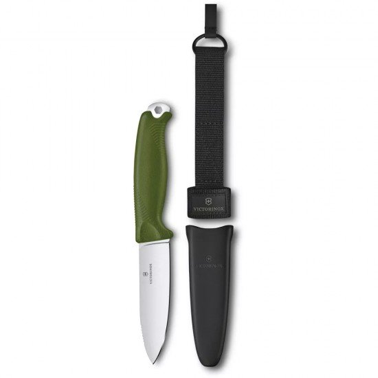 Ніж 23,3 см Victorinox Venture з зеленою рукояттю та пластиковими ножнами (3.0902.4)