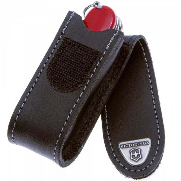 Чохол на пояс шкіряний на липучці для складаних ножів 84, 85, 91 і 93 мм, натуральна шкіра Victorinox 2-5 шарів чорний, подарункова коробка (4.0520.30)