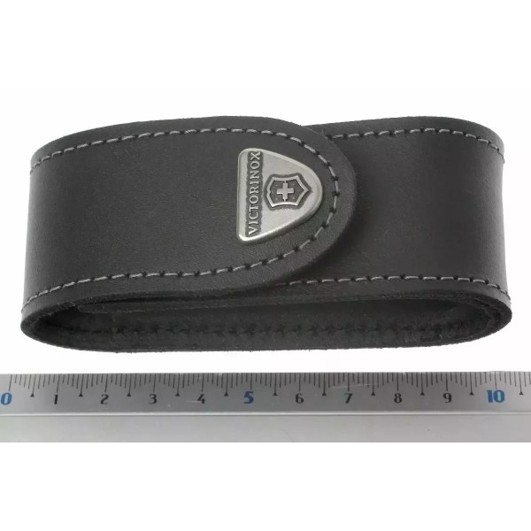 Чохол на пояс шкіряний на липучці для складаних ножів 84, 85, 91 і 93 мм, натуральна шкіра Victorinox 2-5 шарів чорний, подарункова коробка (4.0520.30)