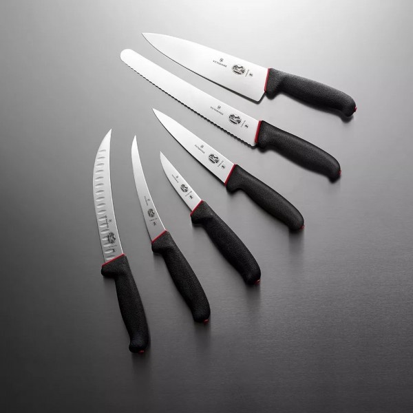 Ніж універсальний для м'яса 18 см Victorinox DUAL GRIP Sticking лезо гладке, чорний, червоний (5.5503.18D)