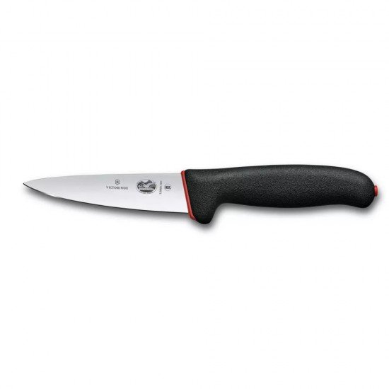 Кухонний універсальний ніж для м'яса 12 см Victorinox Dual Grip Sticking лезо гладке, чорно-червоний (5.5603.12D)