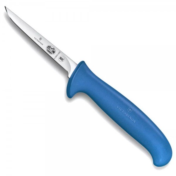 Кухонний обробний ніж для птиці 9 см Victorinox Small Fibrox Poultry лезо вузьке синя ручка (5.5902.09S)