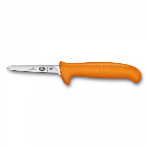 Ніж кухонний для обробки птиці 8 см VICTORINOX Fibrox Small вузьке лезо, помаранчевий (5.5909.08S)
