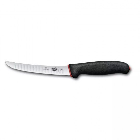Кухоний ніж обвалочний 15 см Victorinox Dual Grip Boning лезо вигнуте, з канавками (рифлене), рівне, жорстке (5.6523.15D)