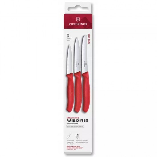 Набір для чищення овочів з трьох ножів Victorinox SWISS CLASSIC червоний, подарункова коробка (6.7111.34C1) Набір для чищення овочів з трьох ножів Victorinox SWISS CLASSIC червоний, подарункова коробка (6.7111.34C1)