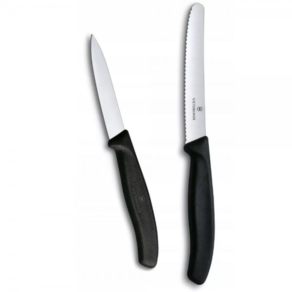 Набір для чистки овочів з двох ножів Victorinox Swiss Classic чорний (6.7113.2)