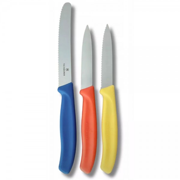 Набір для чистки овочів з трьох ножів Victorinox Swiss Classic Paring Set жовтий, помаранчевий, синій (6.7116.32C1)