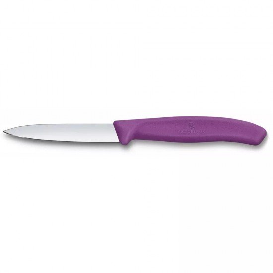 Ніж для чистки овочів 8 см Victorinox Swiss Classic Paring лезо гладке, фіолетовий (6.7605.C1) Ніж для чистки овочів 8 см Victorinox Swiss Classic Paring лезо гладке, фіолетовий (6.7605.C1)