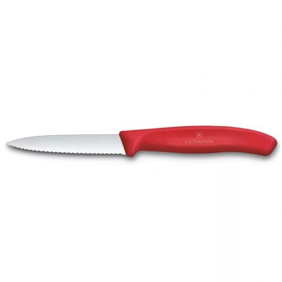 Ніж для чистки овочів 8 см Victorinox Swiss Classic Paring лезо серрейтор, червоний (6.7631.C1)