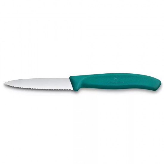 Ніж для чистки овочів 8 см Victorinox Swiss Classic Paring лезо серрейтор, зелений (6.7634.C1)