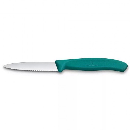 Ніж для чистки овочів 8 см Victorinox Swiss Classic Paring лезо серрейтор, зелений (6.7634.C1) Ніж для чистки овочів 8 см Victorinox Swiss Classic Paring лезо серрейтор, зелений (6.7634.C1)