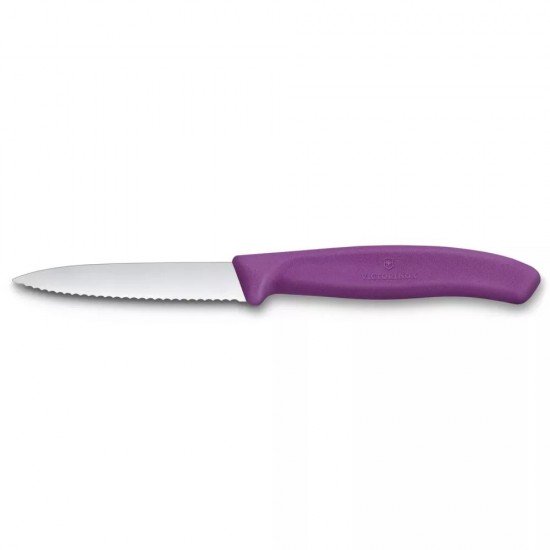 Ніж для чистки овочів 8 см Victorinox Swiss Classic Paring лезо серрейтор, фіолетовий (6.7635.C1)