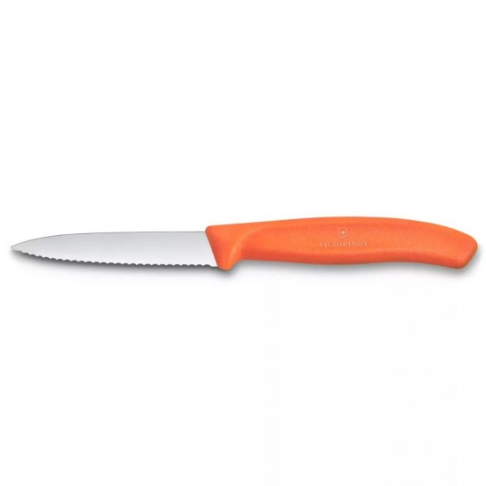 Ніж для чистки овочів 8 см Victorinox Swiss Classic Paring лезо серрейтор, помаранчевий (6.7639.C1)