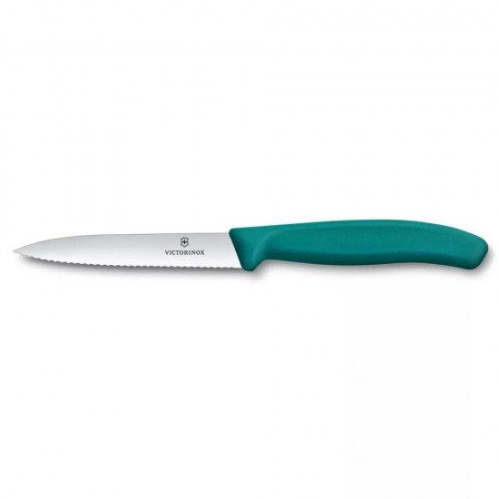 Ніж для чистки та нарізки овочів 10 см Victorinox Swiss Classic Paring лезо серрейтор, зелений (6.7734.C1) Ніж для чистки та нарізки овочів 10 см Victorinox Swiss Classic Paring лезо серрейтор, зелений (6.7734.C1)