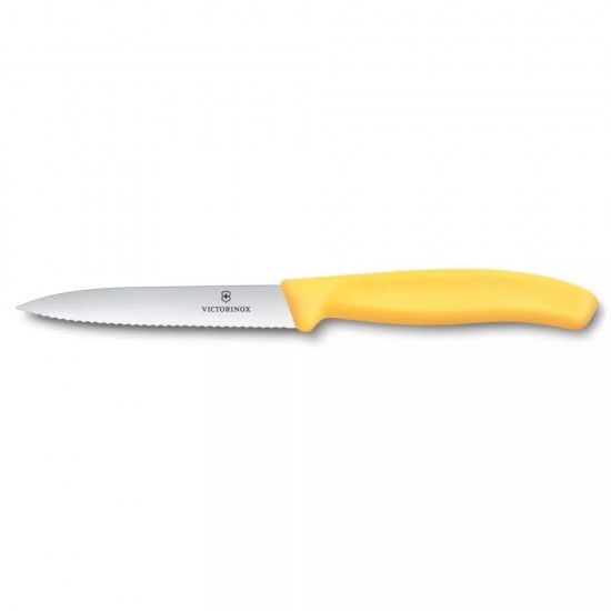 Ніж для чистки та нарізки овочів 10 см Victorinox Swiss Classic Paring лезо серрейтор, жовтий (6.7738.C1)