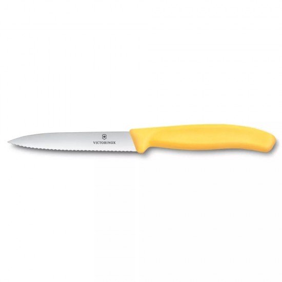 Ніж для чистки та нарізки овочів 10 см Victorinox Swiss Classic Paring лезо серрейтор, жовтий (6.7738.C1) Ніж для чистки та нарізки овочів 10 см Victorinox Swiss Classic Paring лезо серрейтор, жовтий (6.7738.C1)