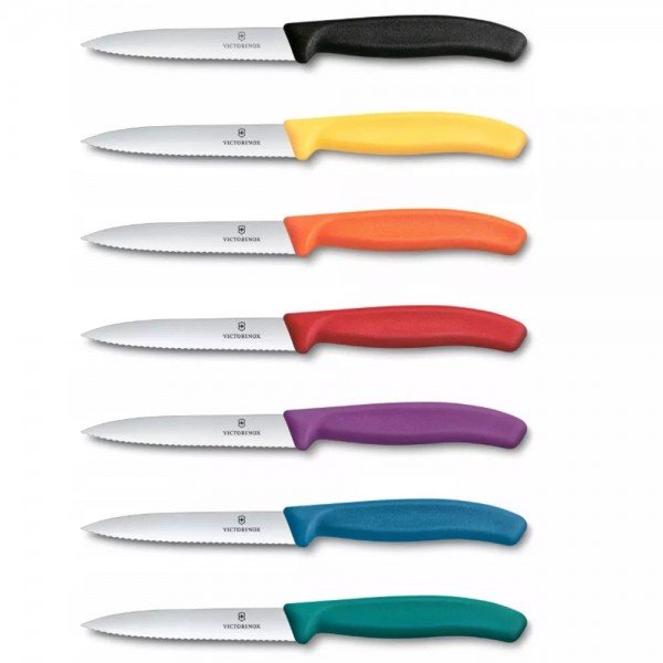 Ніж для чистки та нарізки овочів 10 см Victorinox Swiss Classic Paring лезо серрейтор, помаранчевий (6.7739.C1)