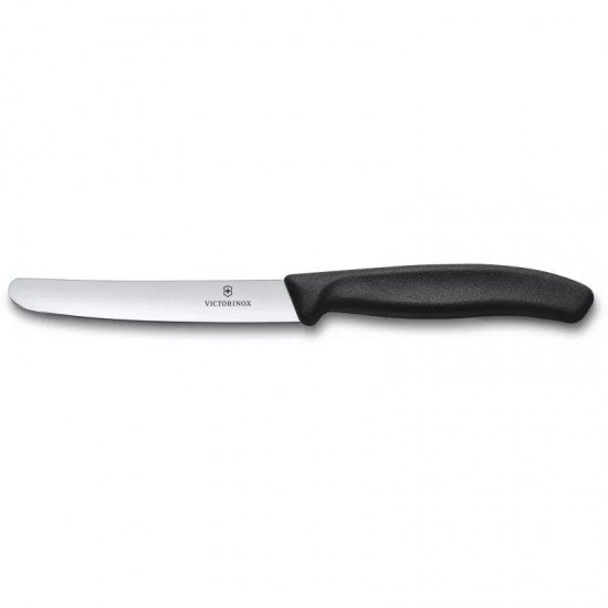 Ніж столовий та для різки томатів 11 см Victorinox Swiss Classic Tomato&Table закруглений кінчик, гладке лезо,чорний (6.7803) Ніж столовий та для різки томатів 11 см Victorinox Swiss Classic Tomato&Table закруглений кінчик, гладке лезо,чорний (6.7803)