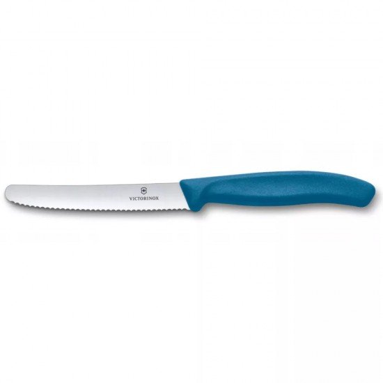 Ніж столовий та для різки томатів 21 см Victorinox Swiss Classic Tomato&Table закруглений кінчик, серрейтор, синій (6.7832.C1) Ніж столовий та для різки томатів 21 см Victorinox Swiss Classic Tomato&Table закруглений кінчик, серрейтор, синій (6.7832.C1)