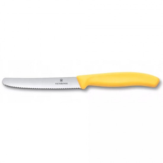 Ніж столовий та для різки томатів 11 см Victorinox Swiss Classic Tomato&Table закруглений кінчик, серрейтор, жовтий (6.7838.C1) Ніж столовий та для різки томатів 11 см Victorinox Swiss Classic Tomato&Table закруглений кінчик, серрейтор, жовтий (6.7838.C1)