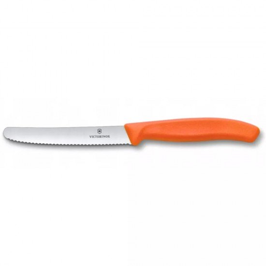 Ніж столовий та для різки томатів 11 см Victorinox Swiss Classic Tomato&Table закруглений кінчик, серрейтор, помаранчевий (6.7839.C1) Ніж столовий та для різки томатів 11 см Victorinox Swiss Classic Tomato&Table закруглений кінчик, серрейтор, помаранчевий (6.7839.C1)
