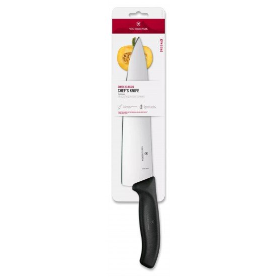 Кухонний шеф-ніж 25 см Victorinox Swiss Classic Chef's лезо рівне , чорний, блістер (6.8003.25B)