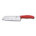 Кухонний ніж Сантоку 17 см Victorinox SwissClassic Santoku лезо гладке з канавками (рифлене), червоний, блістер (6.8521.17C1B)