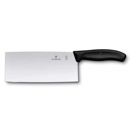 Кухонний китайський шеф-ніж (сокирка) 18 см Victorinox Swiss Classic Chinese chef's лезо ширина 7 см, рівне, чорний , блистер картон(6.8563.18B)
