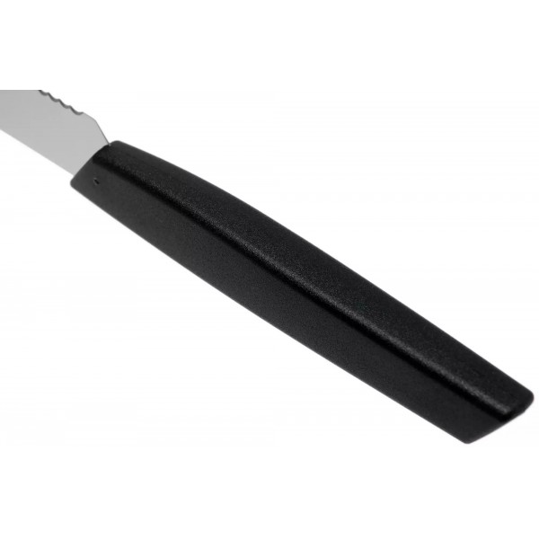 Ніж кухонний столовий 11 см із закругленим кінчиком Victorinox Swiss Modern Tomato and Table Knife, хвилясте лезо, чорний (6.9003.11W)