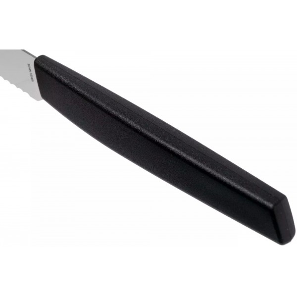 Ніж кухонний столовий 11 см із закругленим кінчиком Victorinox Swiss Modern Tomato and Table Knife, хвилясте лезо, чорний (6.9003.11W)