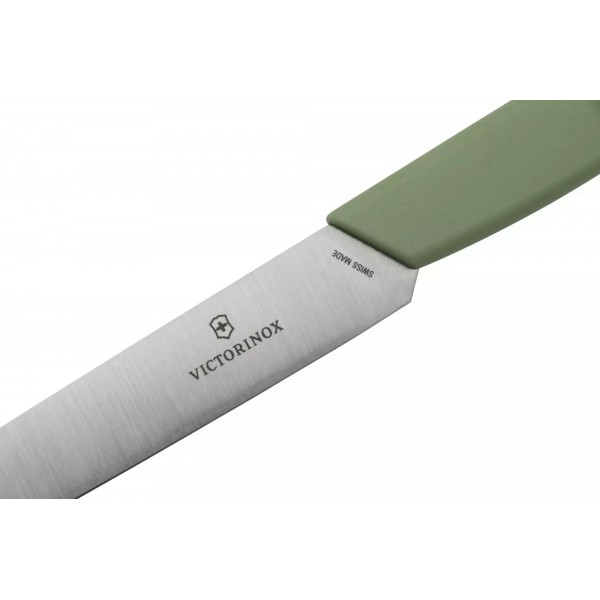 Кухонний ніж універсальний 10 см Victorinox Swiss Modern Paring Knife для різання та чищення, гладке лезо зелений (6.9006.1042)