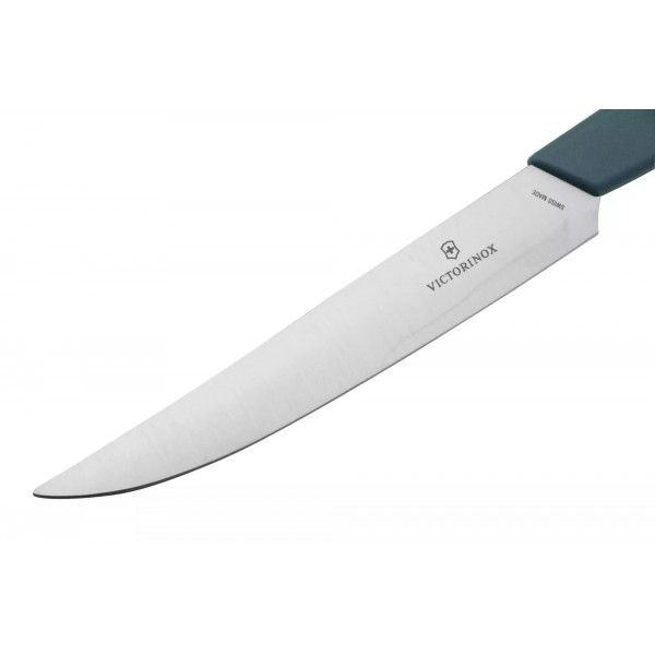 Кухонний столовий ніж для стейку 12 см Victorinox Swiss Modern Steak Knife пряме лезо, синій (6.9006.122)