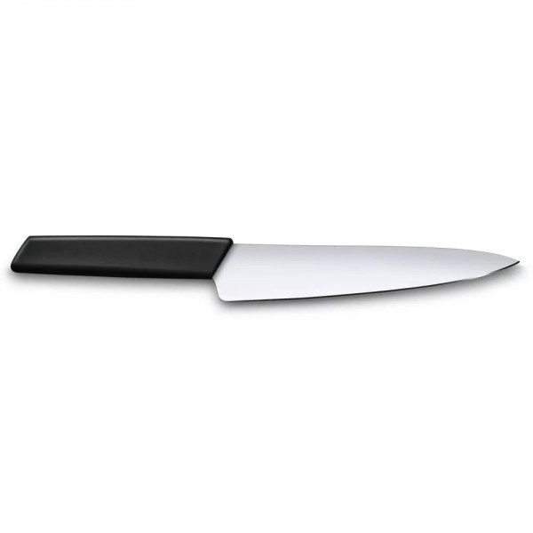 Кухонний обробний ніж 19 см Victorinox Swiss Modern Carving лезо гладке, чорний, блістер (6.9013.19B))